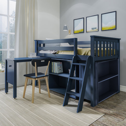JACKPOT-DELUXE Jackpot Deluxe Windsor Twin Storage Loft Bed with Dresser + Bookcase + Desk JACKPOT-DELUXE Jackpot Deluxe Windsor Twin Storage Loft Bed with Dresser + Bookcase + Desk