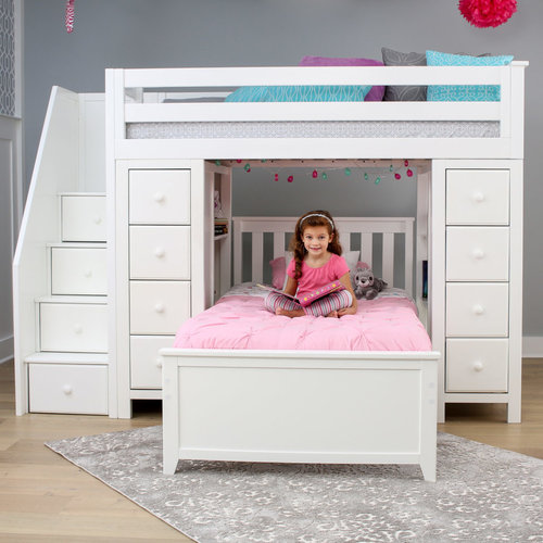 JACKPOT-DELUXE Jackpot Deluxe Chester Staircase Loft Bed Storage + Twin Bed JACKPOT-DELUXE Jackpot Deluxe Chester Staircase Loft Bed Storage + Twin Bed