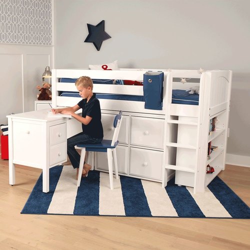 Maxtrix Twin Low Loft Bed with Straight Ladder with Storage Maxtrix Twin Low Loft Bed with Straight Ladder with Storage