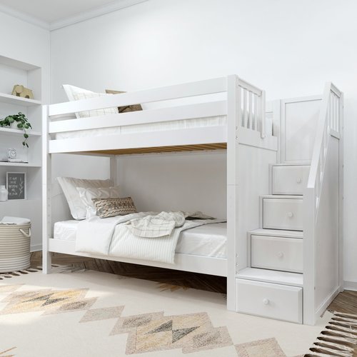 Maxtrix Twin XL Medium Bunk Bed with Stairs Maxtrix Twin XL Medium Bunk Bed with Stairs