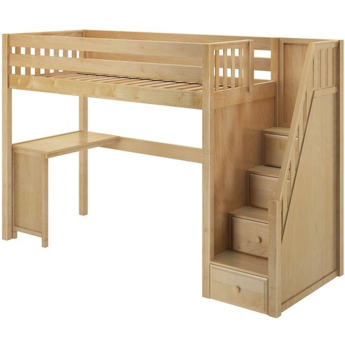 Maxtrix Twin XL High Loft Bed with Stairs with Corner Desk Maxtrix Twin XL High Loft Bed with Stairs with Corner Desk