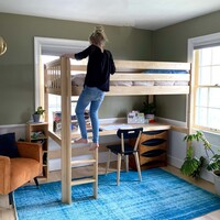 Maxtrix Twin XL High Loft Bed with Straight Ladder and Long Desk