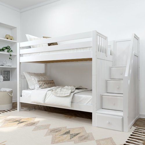 Maxtrix Twin Medium Bunk Bed with Stairs Maxtrix Twin Medium Bunk Bed with Stairs