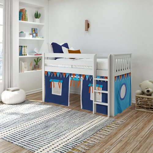 Maxtrix Twin Low Loft Bed with Straight Ladder and Underbed Curtain Maxtrix Twin Low Loft Bed with Straight Ladder and Underbed Curtain