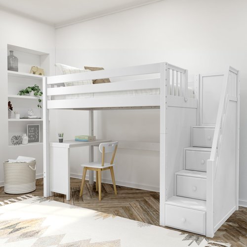 Maxtrix Twin High Loft Bed with Stairs with Corner Desk Maxtrix Twin High Loft Bed with Stairs with Corner Desk