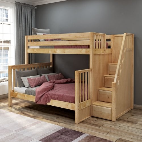 Maxtrix High Twin XL over Queen Bunk Bed with Stairs Maxtrix High Twin XL over Queen Bunk Bed with Stairs