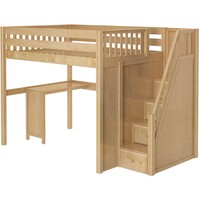 Maxtrix Full High Loft Bed with Stairs with Corner Desk
