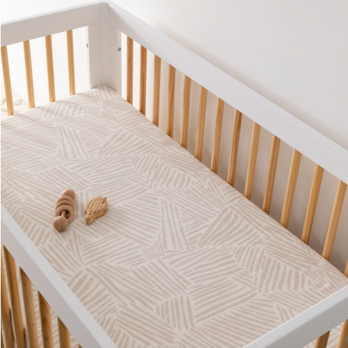 BABYLETTO Babyletto Oat Stripe Muslin Crib Sheet BABYLETTO Babyletto Oat Stripe Muslin Crib Sheet
