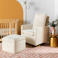 Babyletto Cali Pillowback Swivel Glider in Ivory Boucle w/ Gold Base