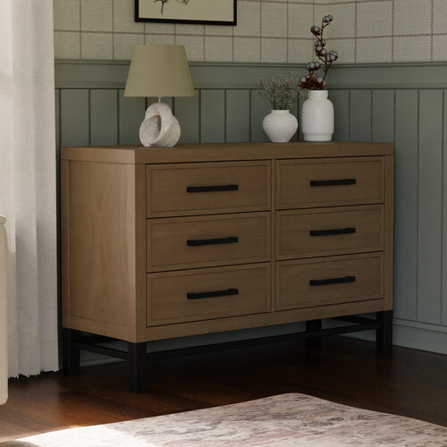 Monogram by Namesake Monogram by Namesake Newbern 6-Drawer Assembled Dresser in Driftwood Monogram by Namesake Monogram by Namesake Newbern 6-Drawer Assembled Dresser in Driftwood