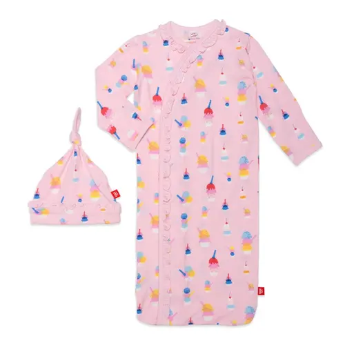 MAGNETIC ME Magnetic Me Pink Sundae Funday Modal Magnetic Cozy Sleeper Gown + Hat Set MAGNETIC ME Magnetic Me Pink Sundae Funday Modal Magnetic Cozy Sleeper Gown + Hat Set