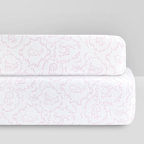 Bellini Bellini GOTS Organic Jersey Cotton Crib Sheet & Changing Pad Cover Set | Woodland Pink Bellini Bellini GOTS Organic Jersey Cotton Crib Sheet & Changing Pad Cover Set | Woodland Pink