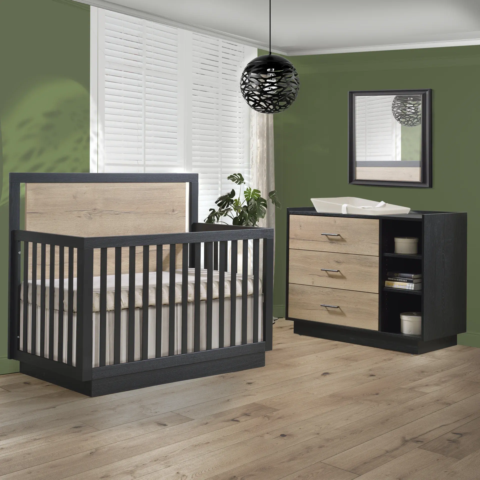 modern crib and dresser set Tulip Tito Crib-to-Double Bed + Combo Dresser Set