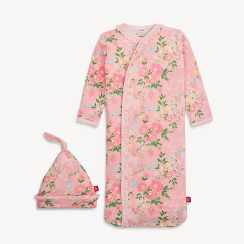 MAGNETIC ME Magnetic Me Ainslee Rufflle Placket Gown+Hat Set NB-3M MAGNETIC ME Magnetic Me Ainslee Rufflle Placket Gown+Hat Set NB-3M