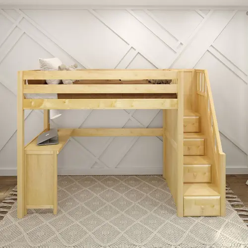 Maxtrix Twin XL High Loft Bed with Stairs with Corner Desk Maxtrix Twin XL High Loft Bed with Stairs with Corner Desk