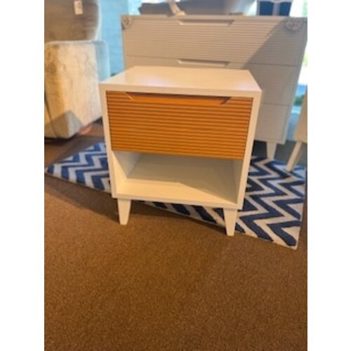 Milano Nightstand White / Biscotti Floor Sample 50% OFF Milano Nightstand White / Biscotti Floor Sample 50% OFF