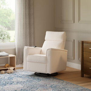 Monogram by Namesake Namesake Willa Deluxe Power Glider Recliner w/Heat & Massage Ivory Corduroy