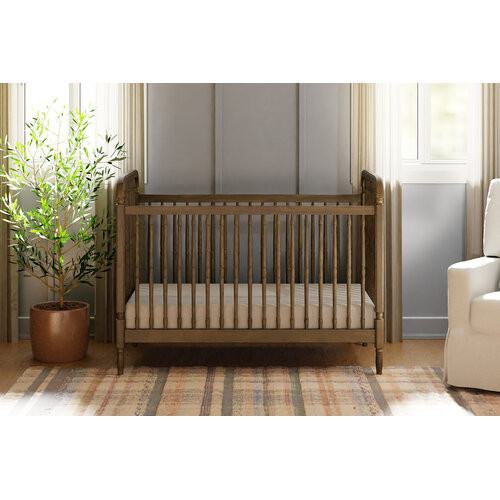 Namesake Namesake Liberty 3-in-1 Convertible Spindle Crib w/Toddler Bed Conversion Kit in Natural Walnut
