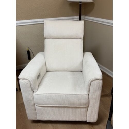 Willa Plus Power Recliner w Power Headrest Ivory Corduroy Floor Sample 30% Off