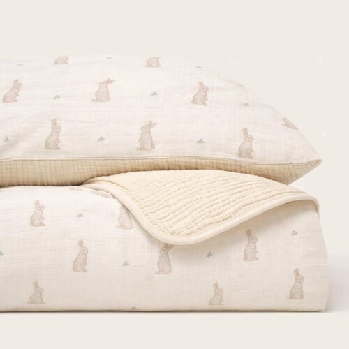 OILO Oilo Bunny Premium Muslin Crib Quilt & Sham Set