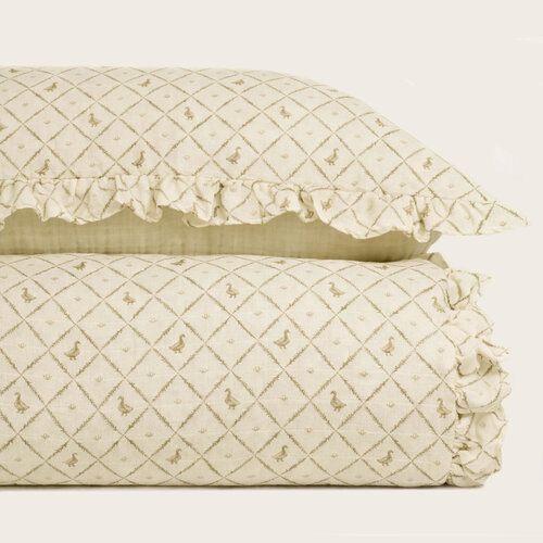OILO Oilo Butter Yellow Duck Premium Muslin Crib Quilt & Sham Set