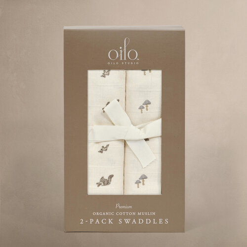 OILO Oilo Squirrel & Mushroom Muslin Swaddle Blanket Set