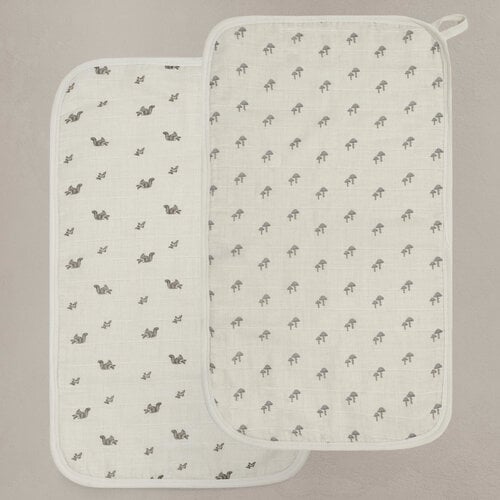 OILO Oilo Squirrel & Mushroom Premium Muslin Burp Cloth 2-Pack