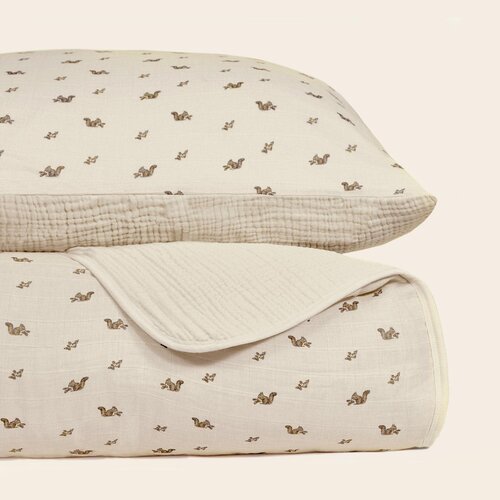 OILO Oilo Squirrel Premium Muslin Crib Quilt & Sham Set