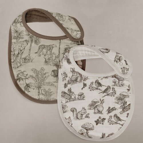 OILO Oilo Vintage Safari & Woodland Nursery Muslin Bib 2-Pack
