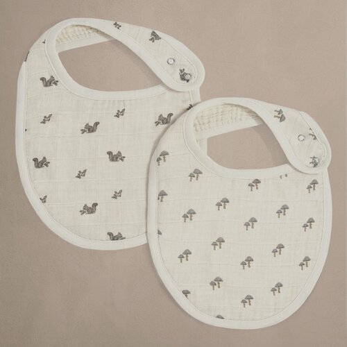 OILO Oilo Squirrel & Mushroom Premium Muslin Bib 2-Pack