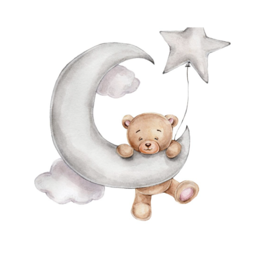 Streamline Art Streamline Art Bear on Moon 16x16 with Floater Frame