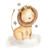 Streamline Art Lion with Stars 16x16 with Floater Frame