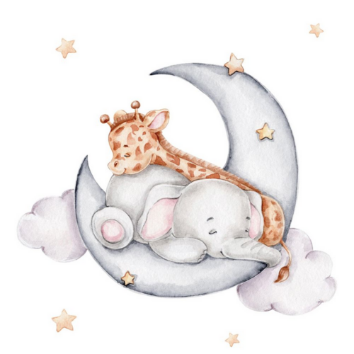 Streamline Art Streamline Art Elephant and Giraffe on Moon with Floater Frame 16 X 16
