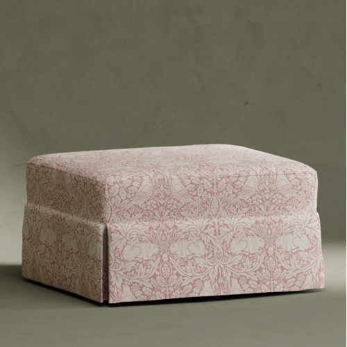 Namesake Morris & Co. x Namesake Crawford Gliding Ottoman in Pure Brer Rabbit in Rose
