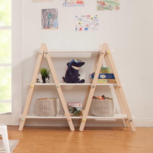 BABYLETTO Babyletto Dottie Bookcase In White and Washed Natural Finish
