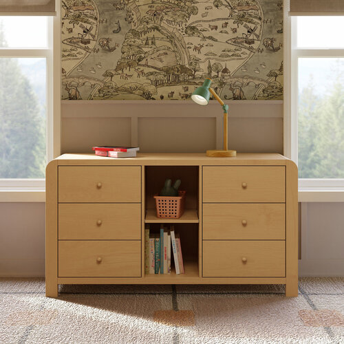 BABYLETTO KIDS Babyletto TipToe 6-Drawer Extra Wide Dresser with Cubbies (62")