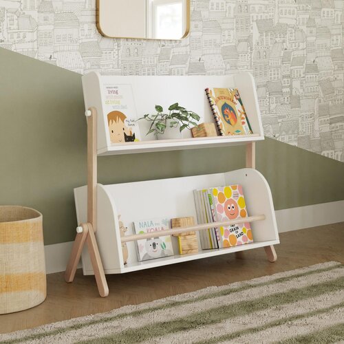 BABYLETTO Babyletto Tally Storage and Bookshelf In White and Washed Natural Finish