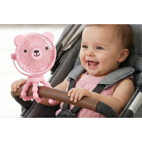 ITZY RITZY Itzy Bitzy Breeze 3 Speed Stroller Fan  Bear Pink