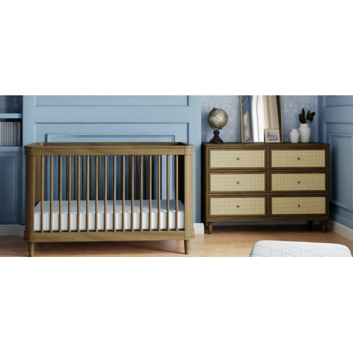 Marin 2 pc Crib & Dresser Walnut w/ Blonde Cane 40% OFF