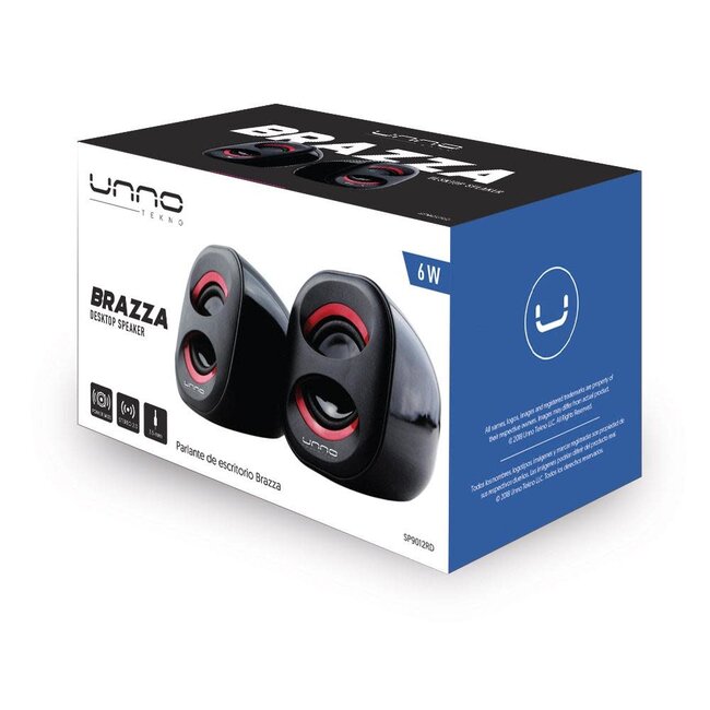 Unno Tekno Desktop Speakers Brazza 3.5mm USB Powered SP9012RD