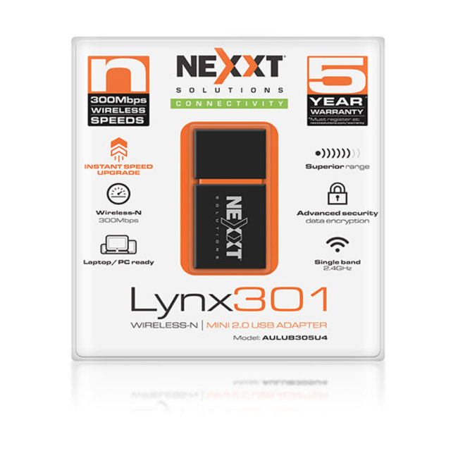 Nexxt Lynx301 USB Wireless Adapter 300Mbps AULUB305U4