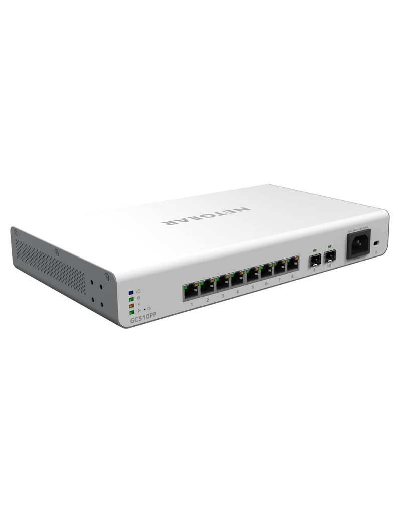 Netgear Netgear 10-Port Gigabit Managed Pro POE Switch GC510PP 8x POE+ 195W 2 x 1G SFP Desk/Rackmount