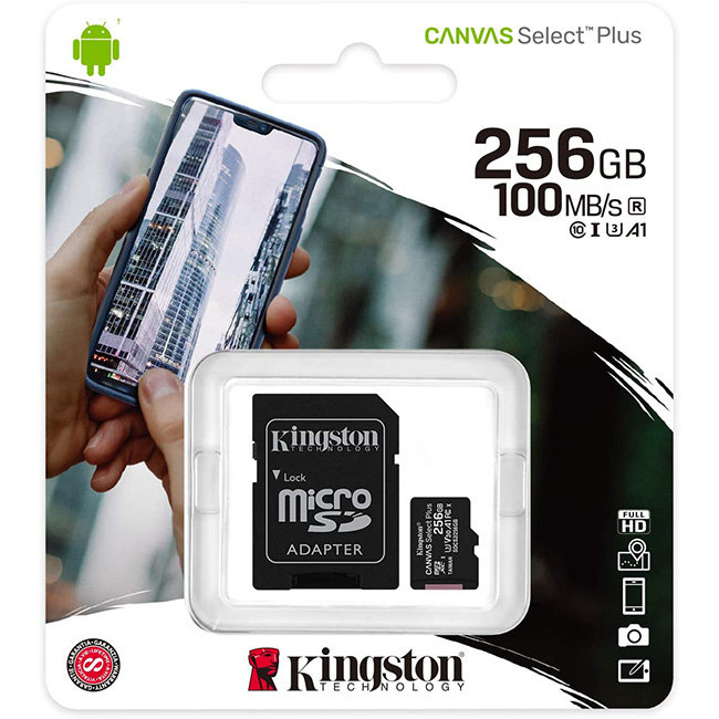 Kingston 256GB microSDHC Class 10 100MB/s SDCS2/256GB