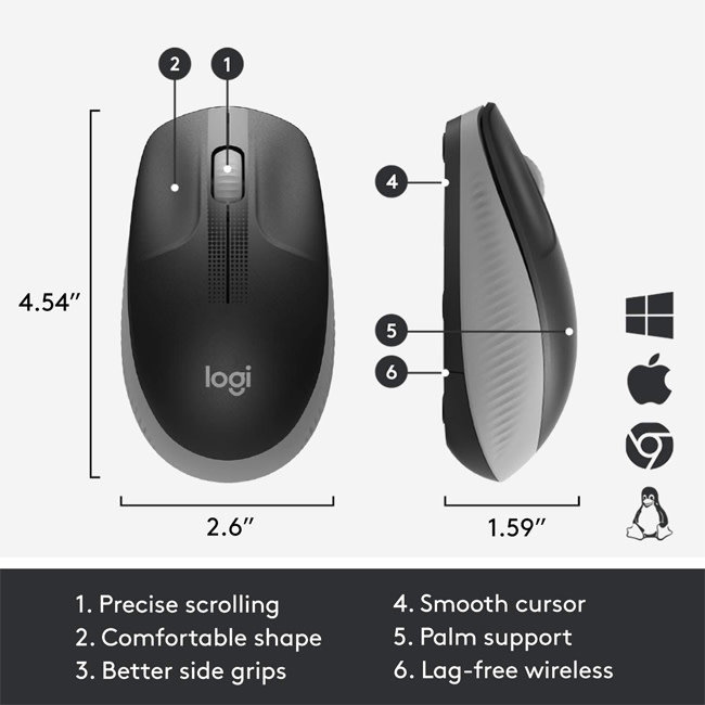 Logitech M190 Wireless Mouse Charcoal 910-005902
