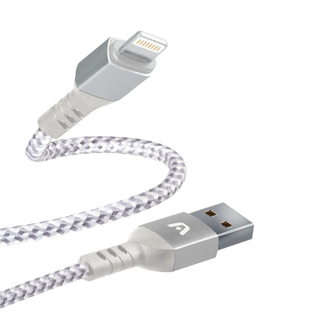 ARGOM Dura Form Lightning USB Cable Braided 6ft  ARG-CB-0023WT