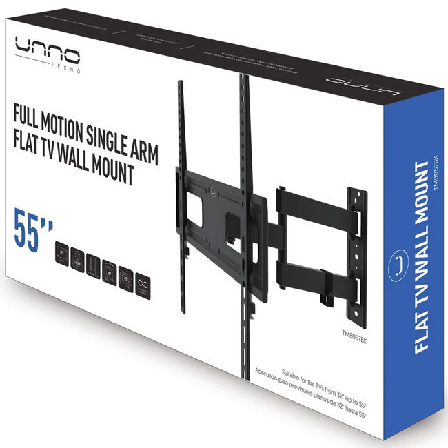 UNNO TV Wall Mount Full Motion Single Arm 55" - TM8057BK
