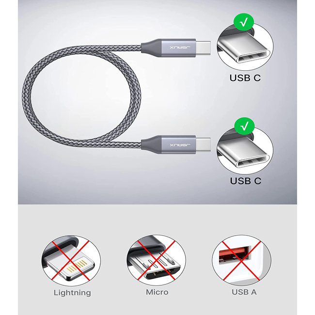 Jsaux USB Type C to USB Type C Cable 3Ft 60W/3A Braided