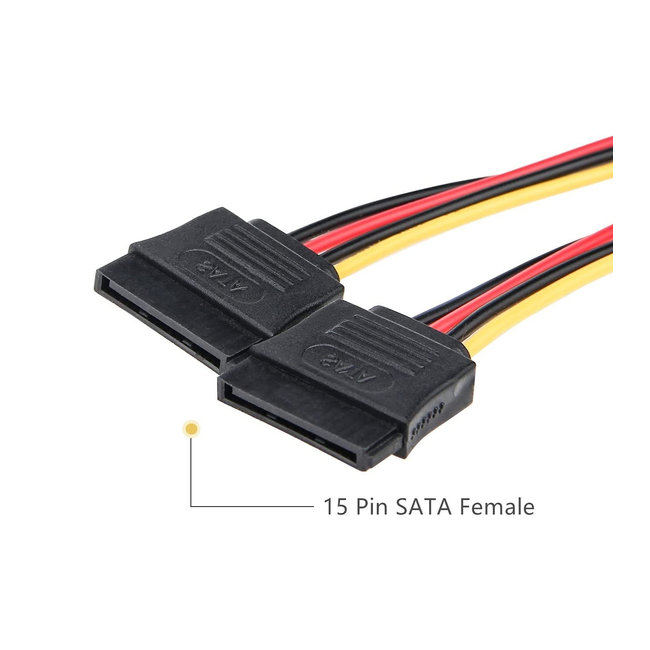 SATA Power Splitter, 3 Pack 15 Pin SATA Male to Dual 15 Pin Female