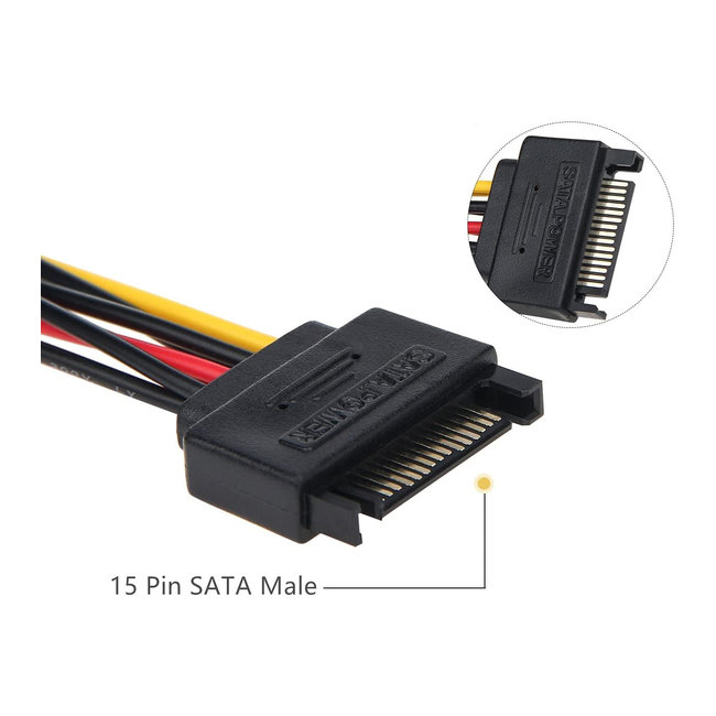 SATA Power Splitter, 3 Pack 15 Pin SATA Male to Dual 15 Pin Female
