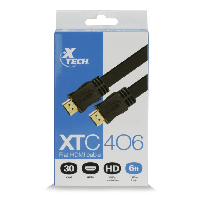 Xtech 6ft Flat HDMI M/M Cable XTC-406